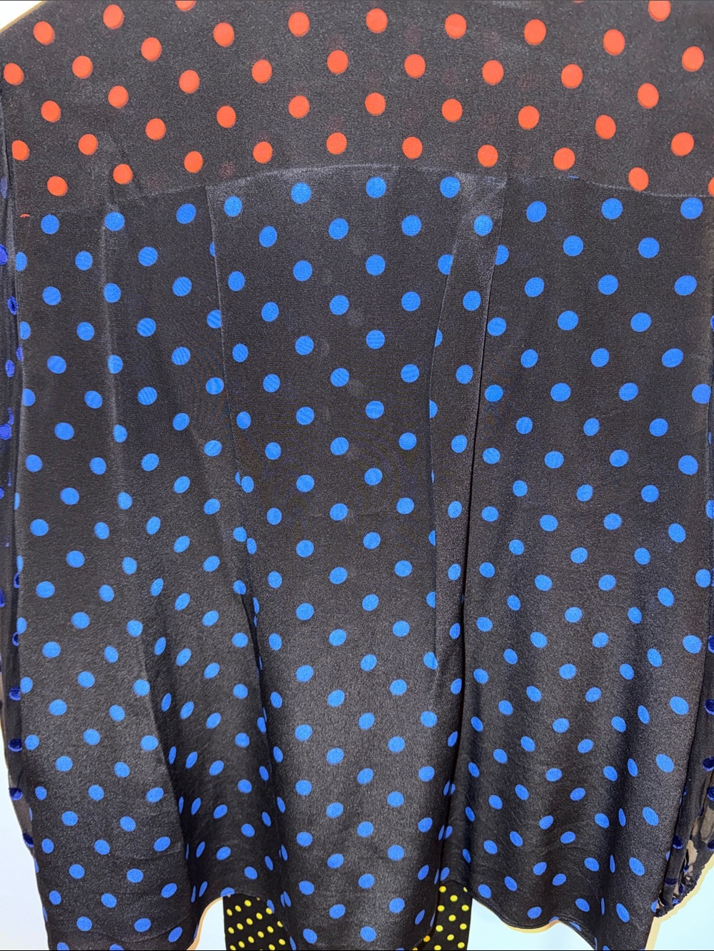 Alice + Olivia Black Polka Dot Mixed-Color Tie-Neck Blouse - Picture 3 of 6
